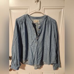 Madewell Blue Denim Button-Up Blouse Size Large